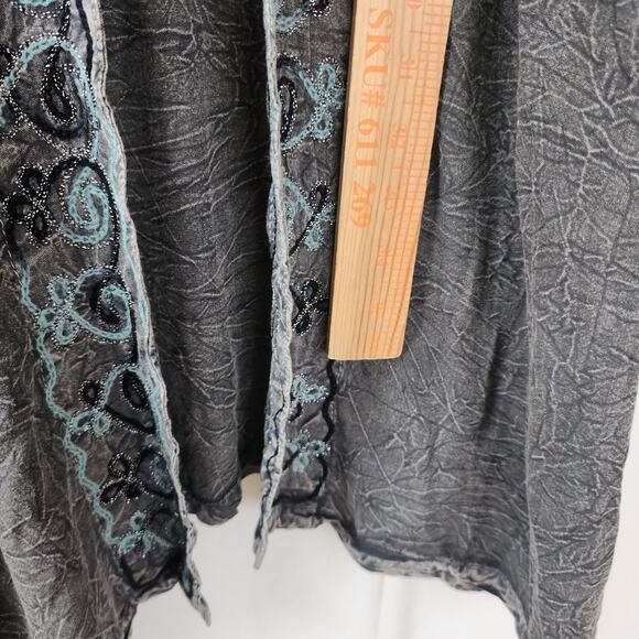 Shoreline Wear Embroidered Kimono Duster Pop Over S Boho Peasant Festival NWT - Picture 10 of 11